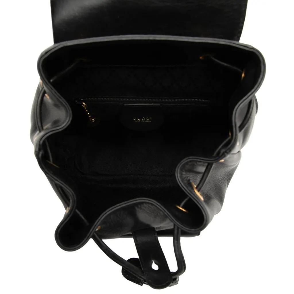 Gucci Calfskin Bamboo Backpack Black Leather Very good - Model View