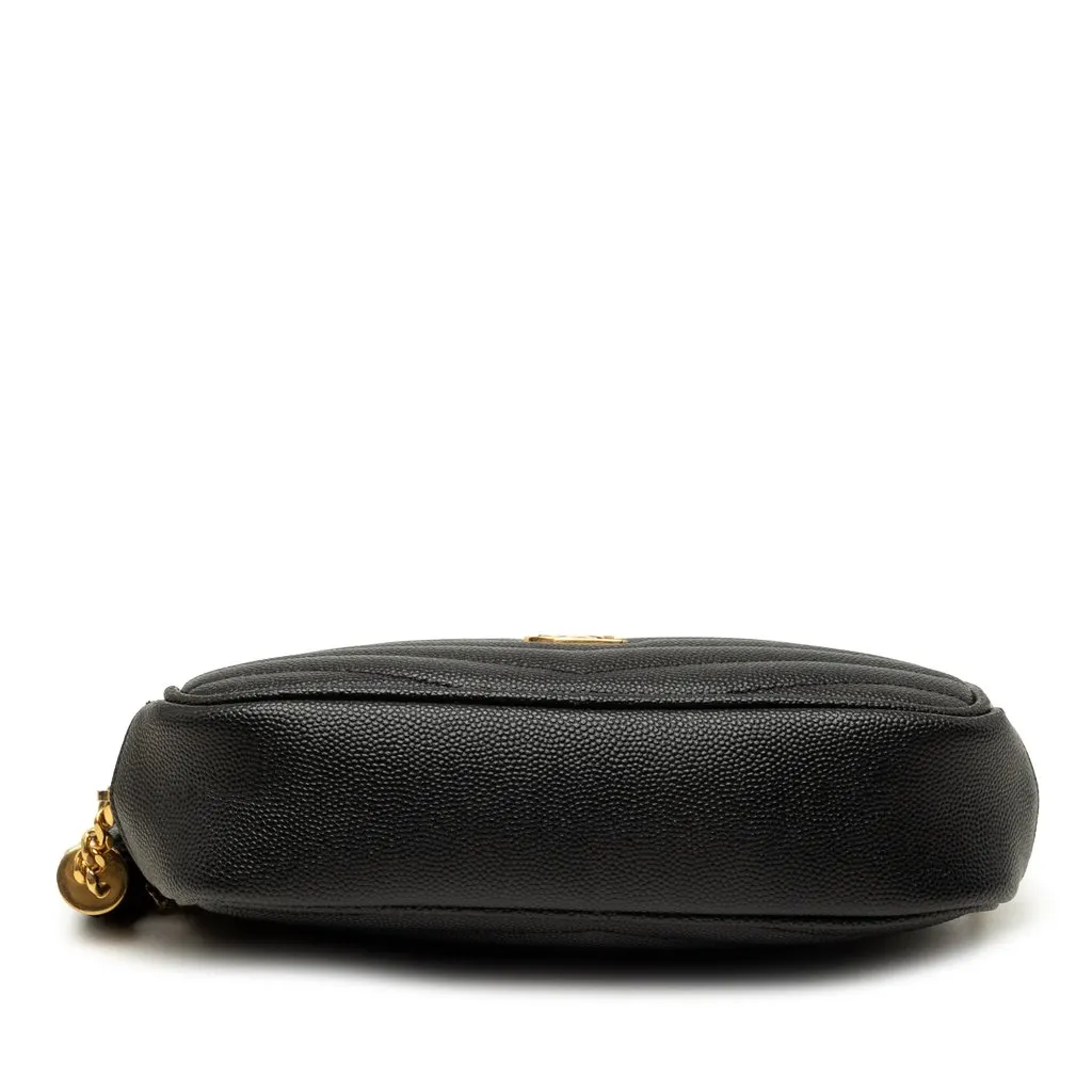 Saint Laurent Mini Grain de Poudre Chevron Monogram Lou Camera Bag Black Leather Very good - Inside View