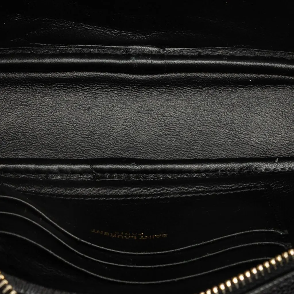Saint Laurent Mini Grain de Poudre Chevron Monogram Lou Camera Bag Black Leather Very good - Model View