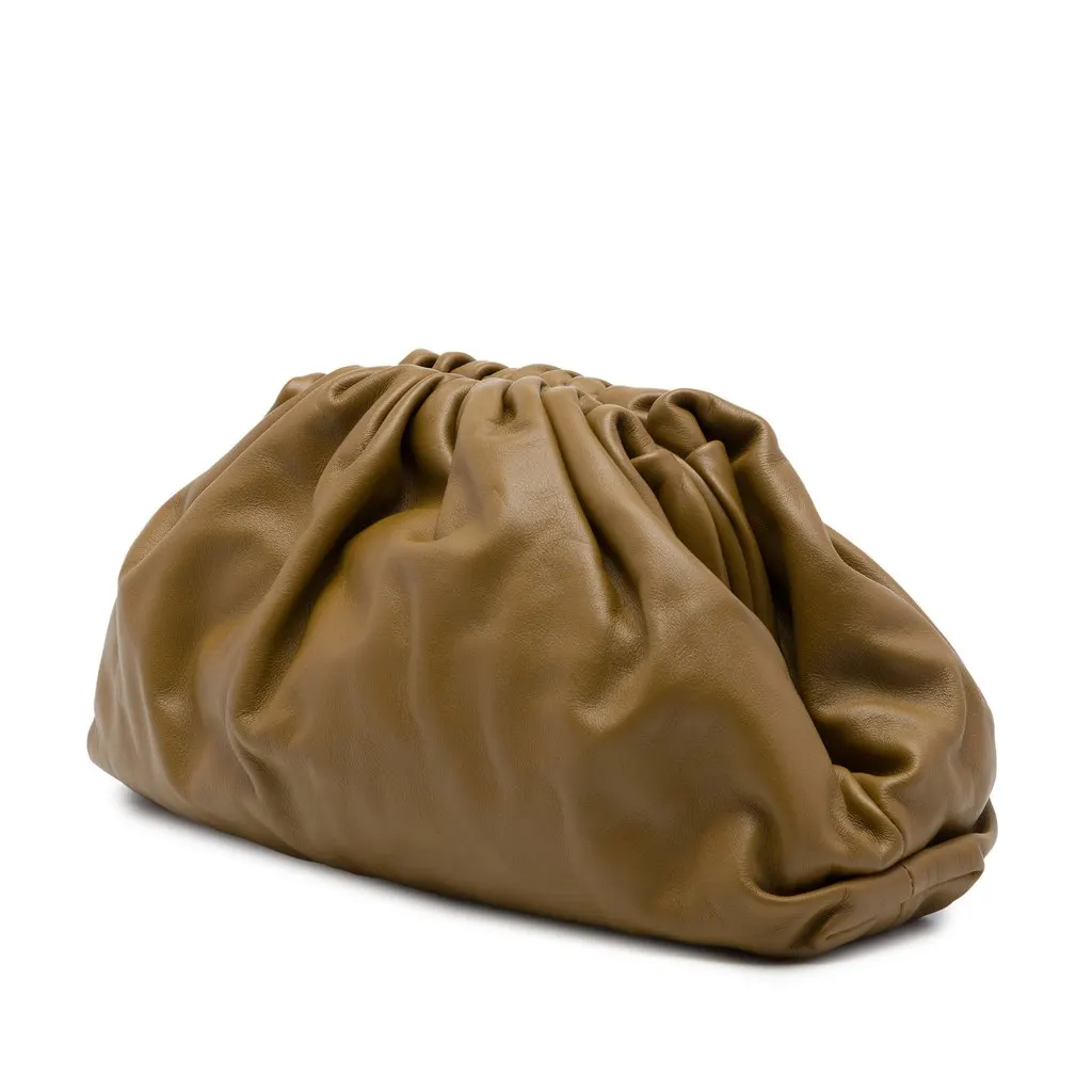 Bottega Veneta Lambskin The Pouch Brown Leather Very good - Back View