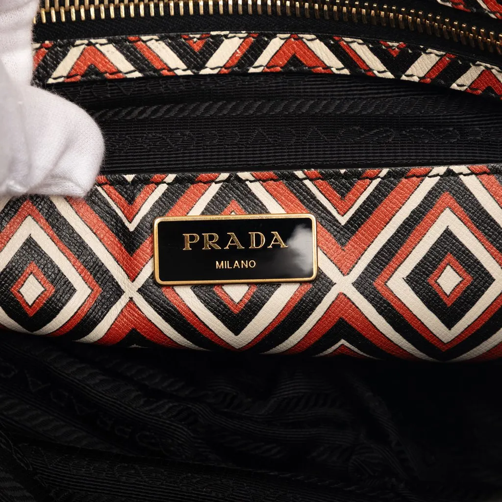 Prada Saffiano Diamond Print Tote Black Leather Very good - Box View