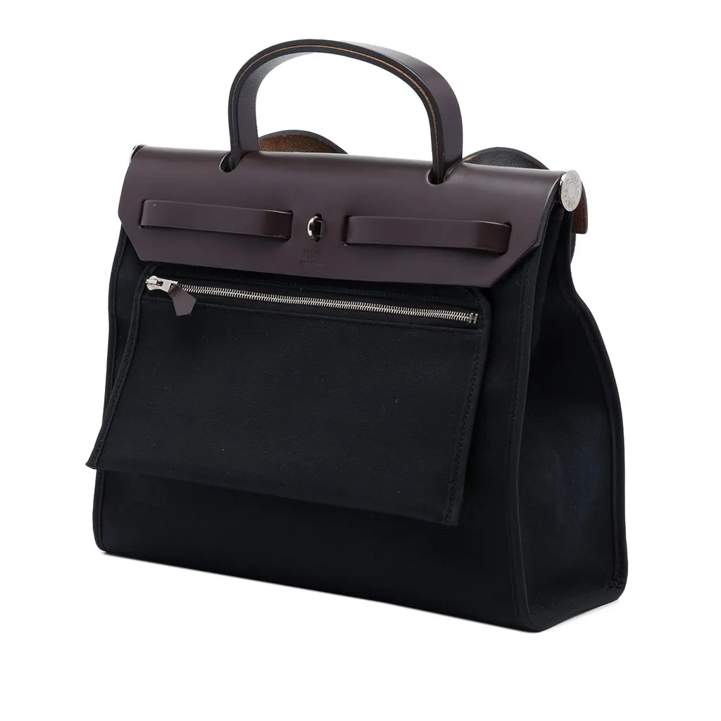 Hermès Toile Herbag Zip 31 Black Canvas Very good - Back View