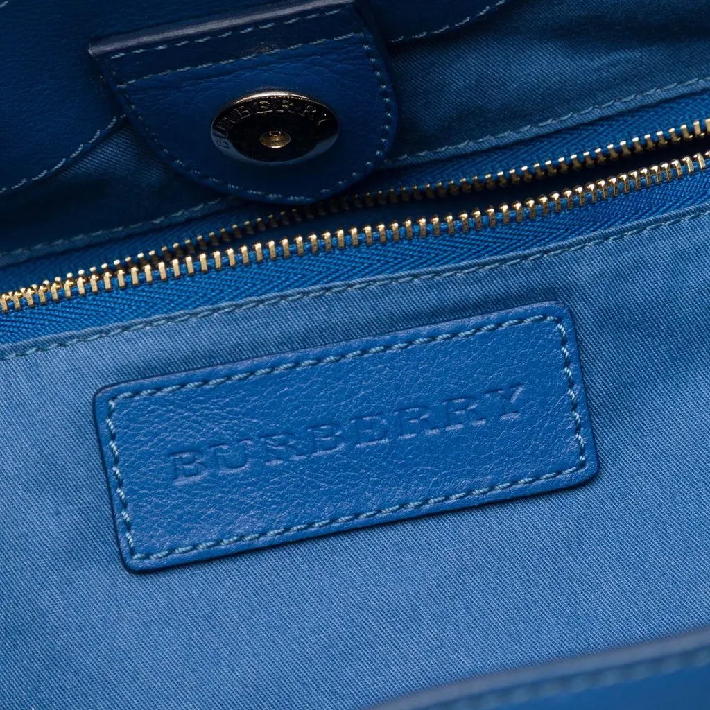 Burberry Small Grained Calfskin Canterbury Tote Blue Leather Very good - Box View