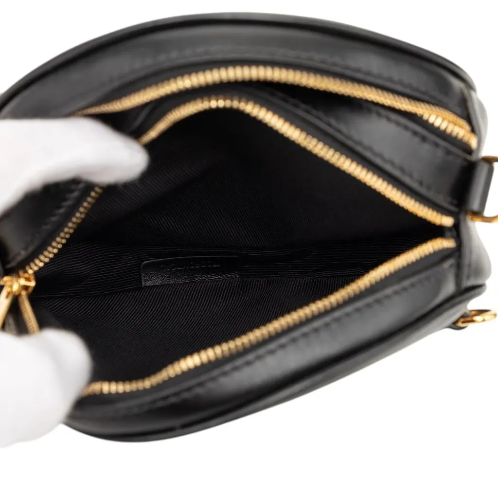 Burberry Calfskin Louise Round Crossbody Black Leather Very good - Model View