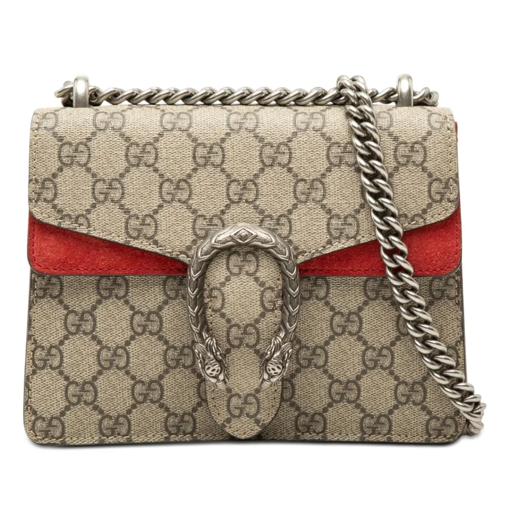 Gucci Small GG Supreme Dionysus Crossbody Beige Canvas Very good - Front View