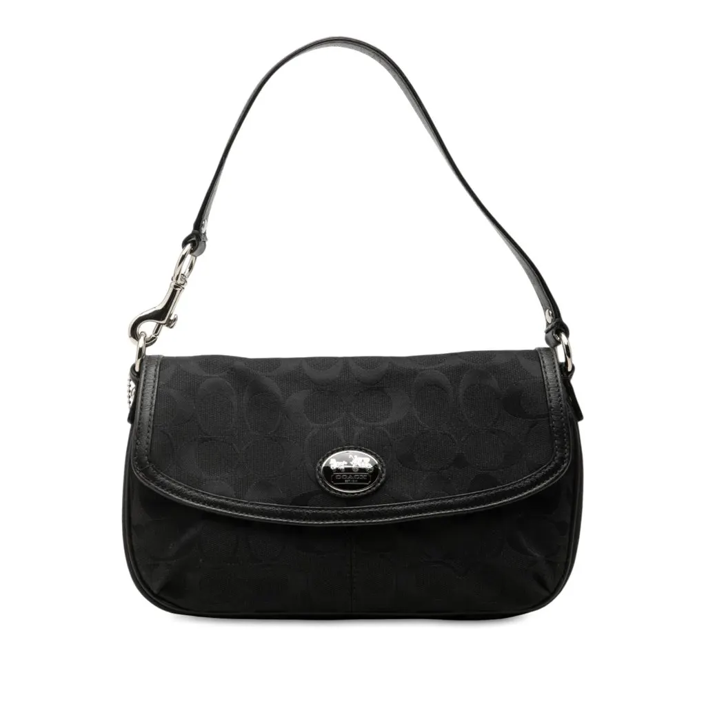 Coach Signature Canvas Chelsea Flap Black Canvas Very good - Front View