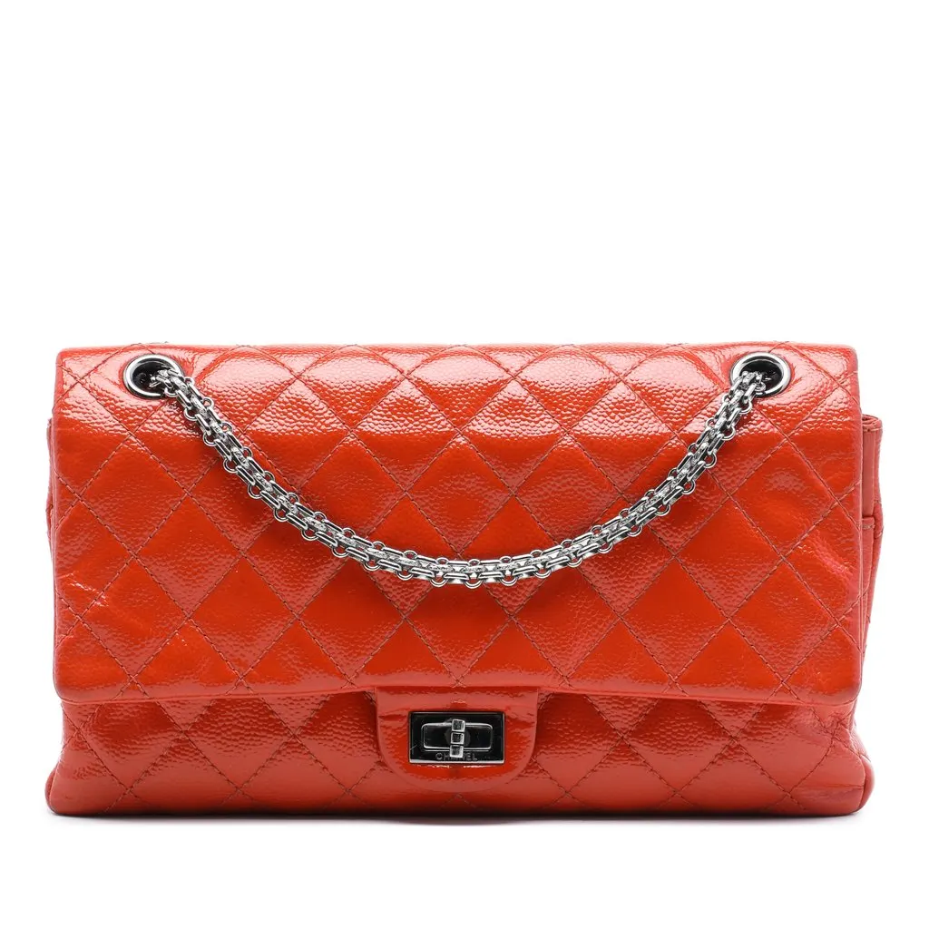 Chanel Quilted Patent Caviar Reissue 2.55 Double Flap 226 Orange Leather Very good - Front View