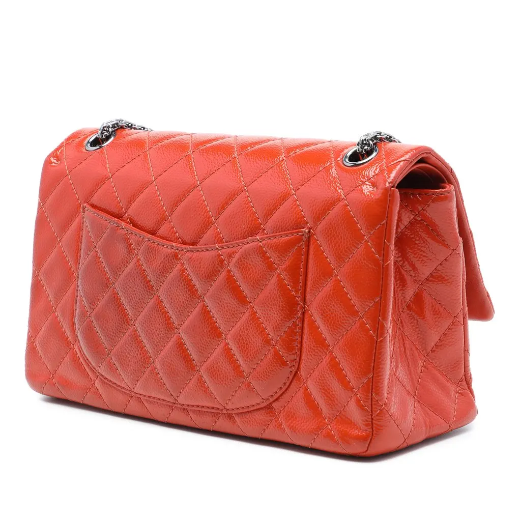 Chanel Quilted Patent Caviar Reissue 2.55 Double Flap 226 Orange Leather Very good - Back View