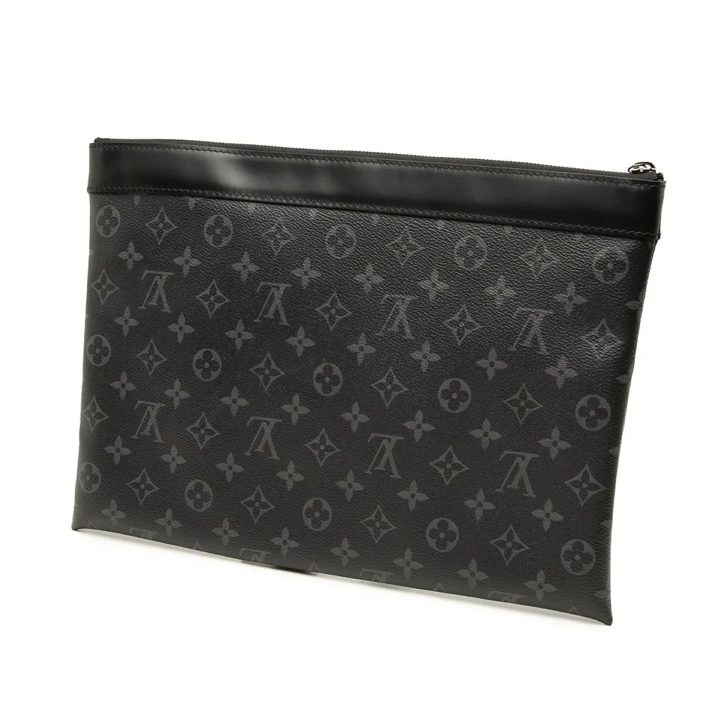 Louis Vuitton Monogram Eclipse Discovery Pochette GM Black Very good - Back View