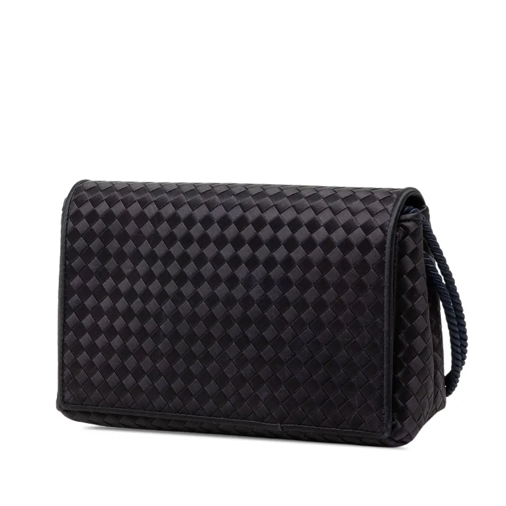 Bottega Veneta Satin Intrecciato Shoulder Bag Purple Very good - Back View