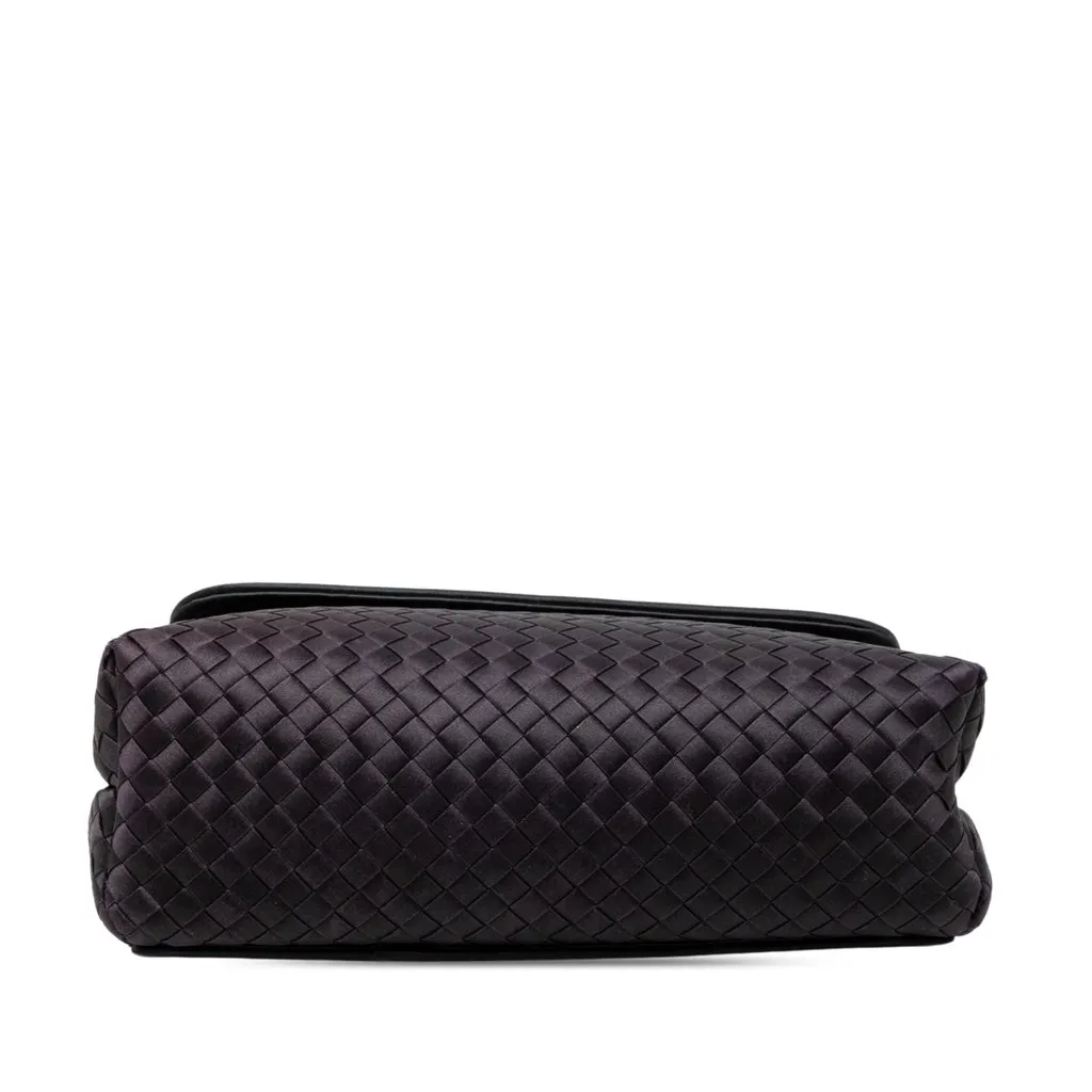 Bottega Veneta Satin Intrecciato Shoulder Bag Purple Very good - Inside View