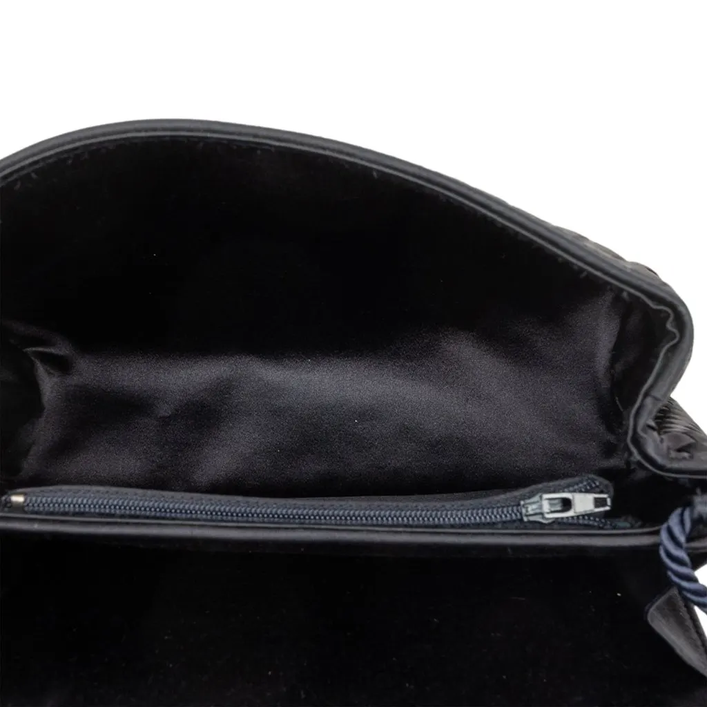 Bottega Veneta Satin Intrecciato Shoulder Bag Purple Very good - Model View
