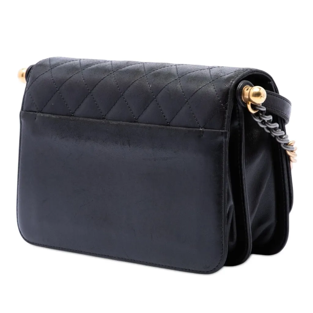 Chanel Paris Cosmopolite Medium Quilted Lambskin Ritz Flap Black Leather Very good - Back View