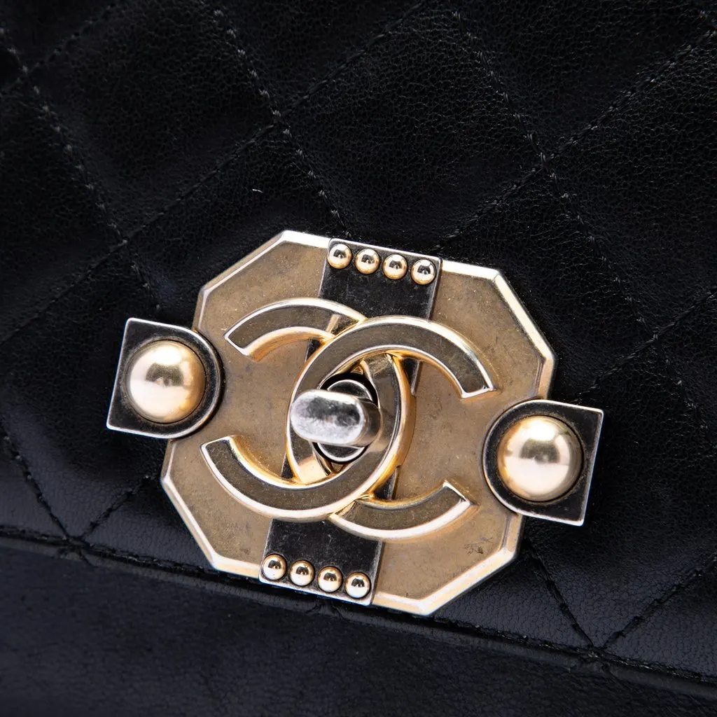 Chanel Paris Cosmopolite Medium Quilted Lambskin Ritz Flap Black Leather Very good - Box View