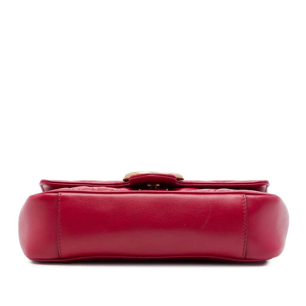 Gucci Small GG Marmont Matelasse Calfskin Shoulder Bag Red Leather Very good - Inside View