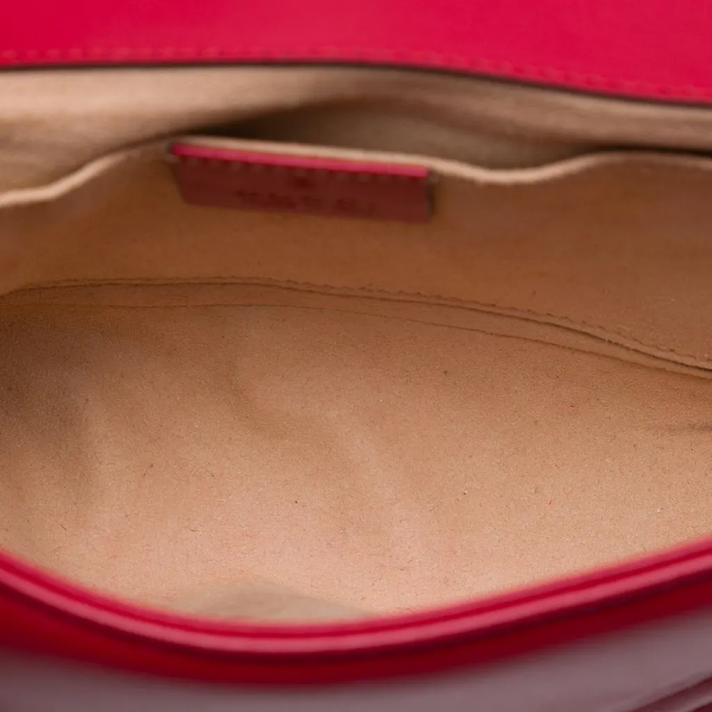 Gucci Small GG Marmont Matelasse Calfskin Shoulder Bag Red Leather Very good - Model View