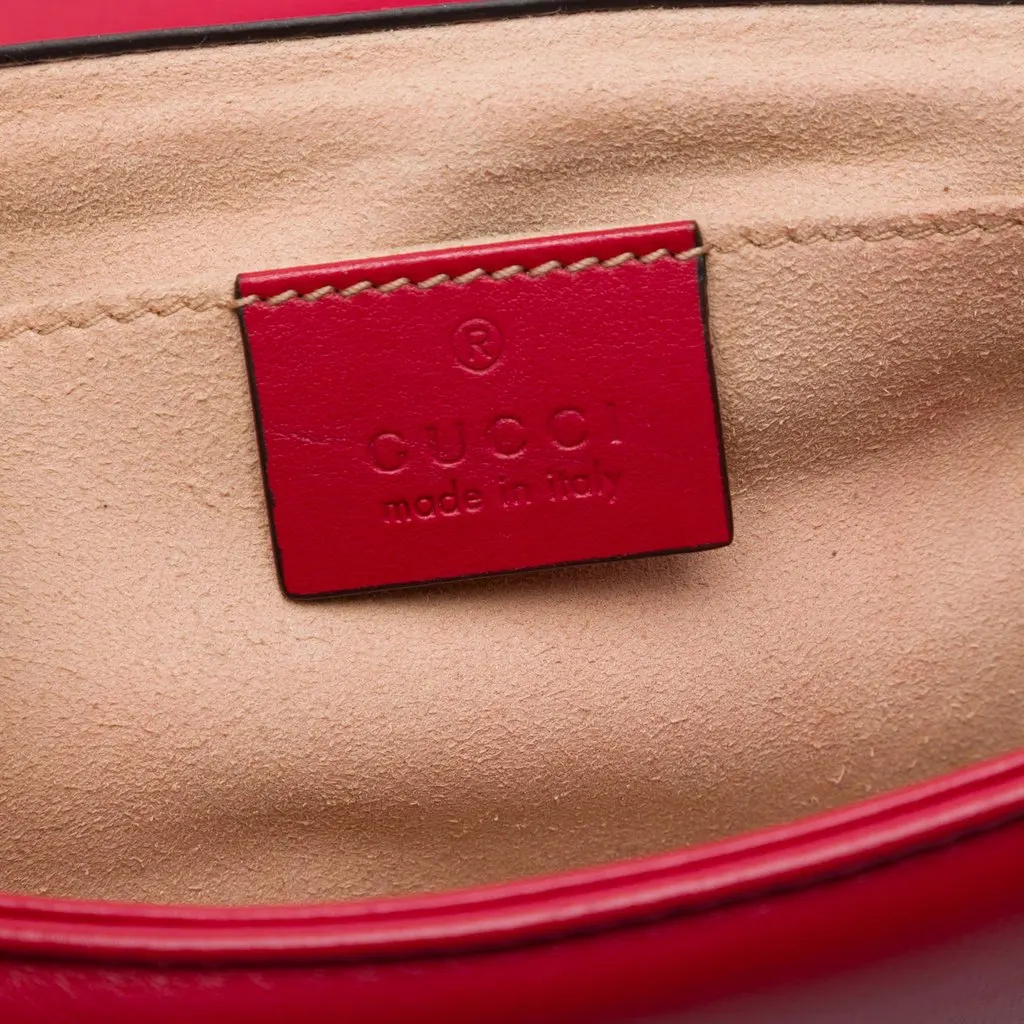 Gucci Small GG Marmont Matelasse Calfskin Shoulder Bag Red Leather Very good - Box View