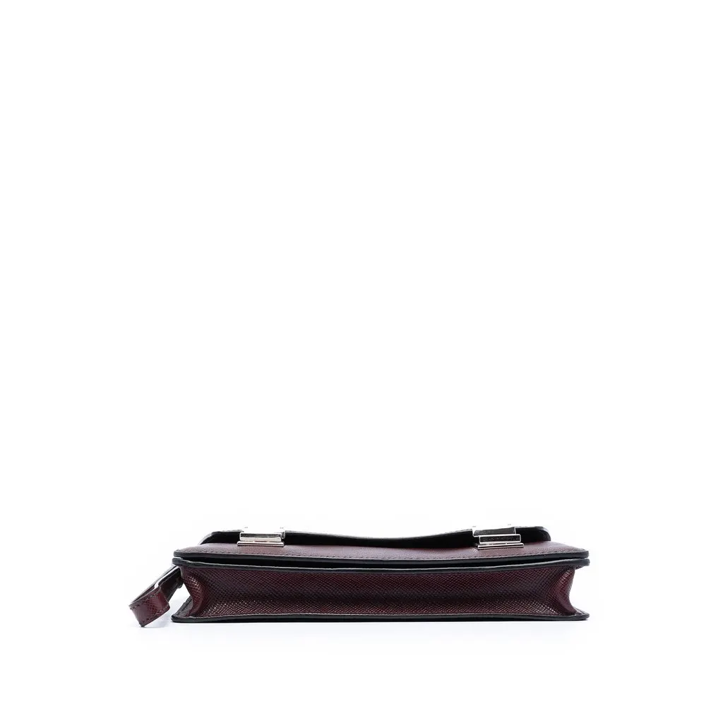 Prada Saffiano Double Lock Convertible Clutch Red Leather Very good - Inside View