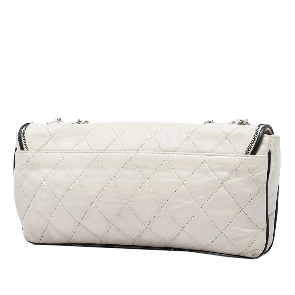 Chanel Quilted Aged Lambskin Reissue 2.55 East West Flap White Leather Very good - Back View