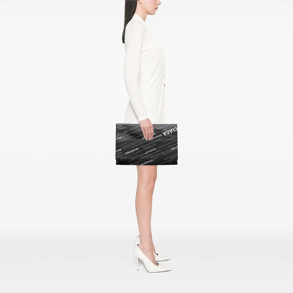 Balenciaga Calfskin Allover Logo Shopper Tote Black Leather Very good - Box View