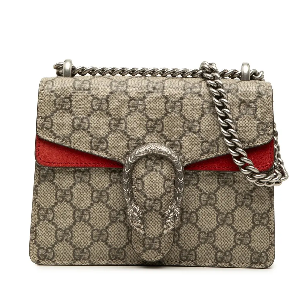Gucci Small GG Supreme Dionysus Crossbody Beige Canvas Very good - Front View