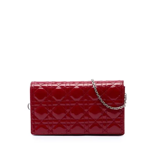 Dior Patent Cannage Lady Dior Chain Convertible Clutch