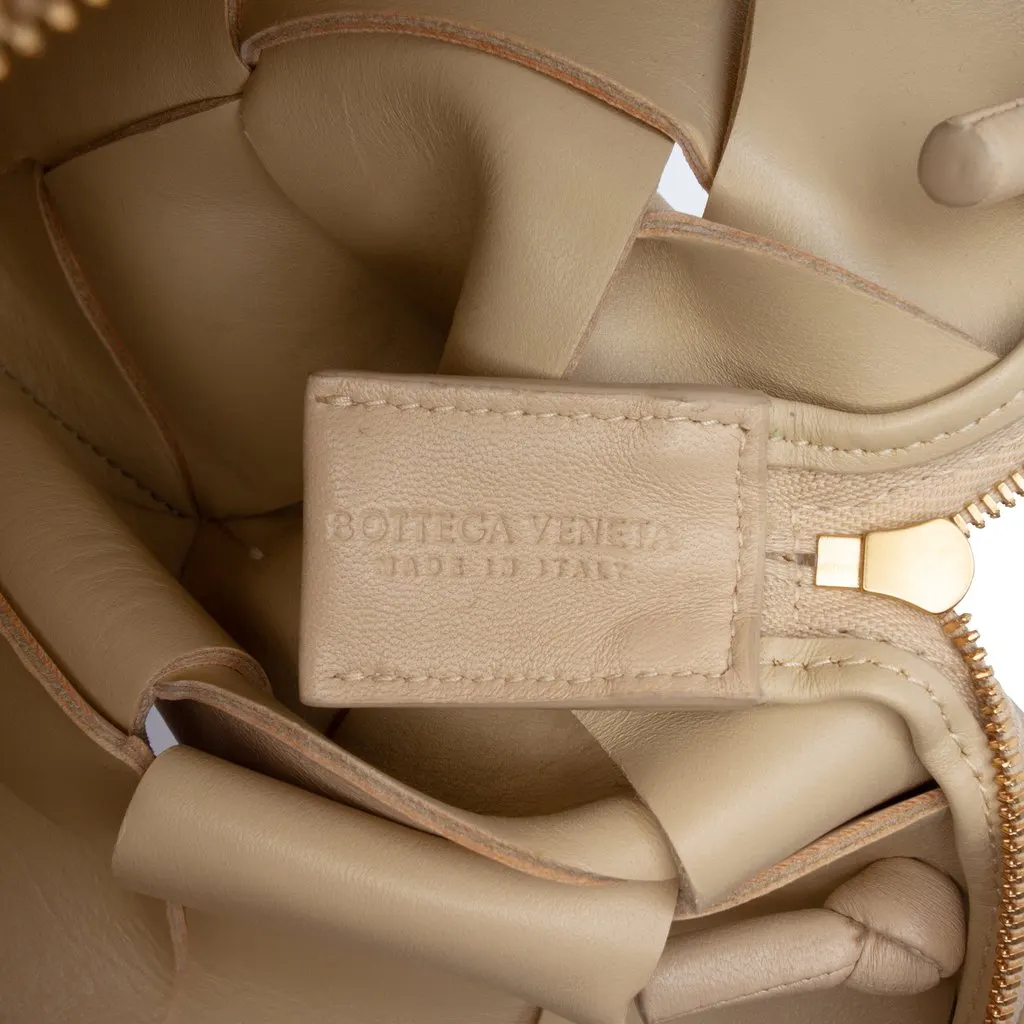 Bottega Veneta Small Lambskin Intreccio Cassette Camera Bag Beige Leather Very good - Box View