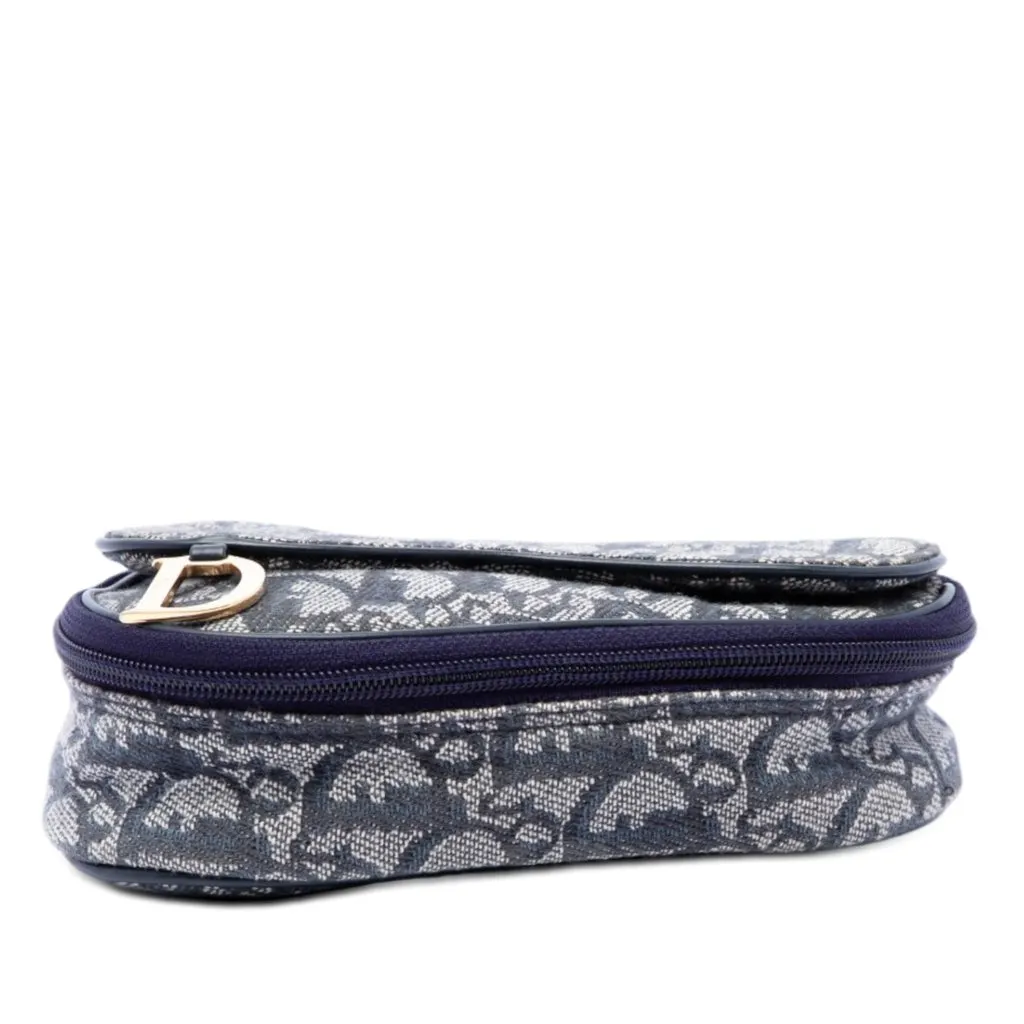 Dior Diorissimo Canvas Saddle Pouch Blue Canvas Good - Inside View