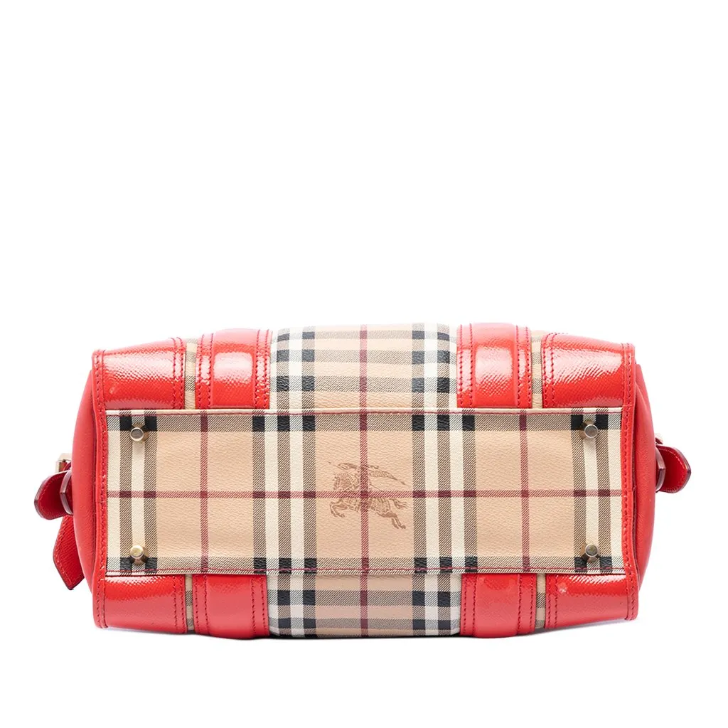 Burberry Haymarket Check Coated Canvas Minford Portrait Satchel Beige Very good - Inside View