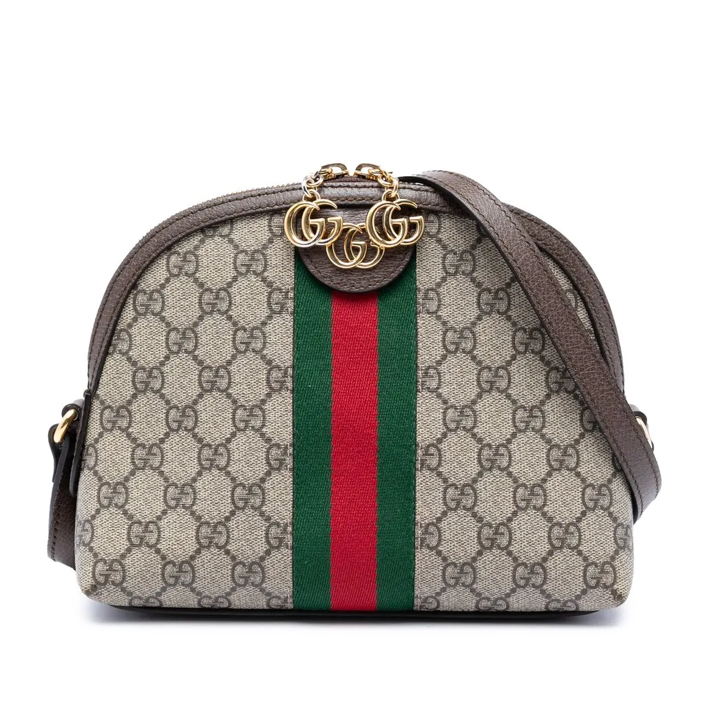 Gucci Small GG Supreme Web Ophidia Dome Crossbody Beige Very good - Front View