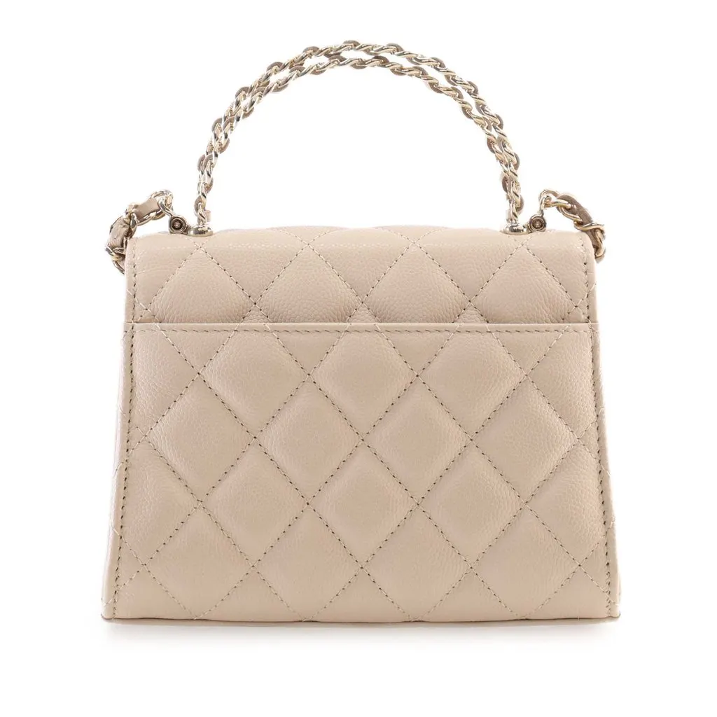 Chanel Nano CC Quilted Caviar Coco Top Handle Bag Brown Leather Very good - Model View
