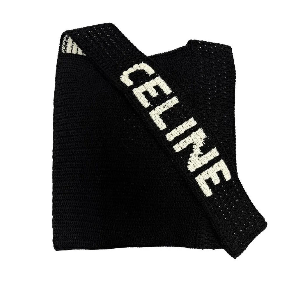 Celine Crocheted Cotton Crossbody Black Very good - Front View