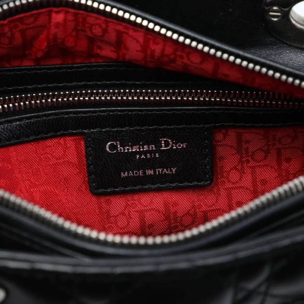 Dior Medium Lambskin Cannage Lady Dior Black Leather Very good - Box View