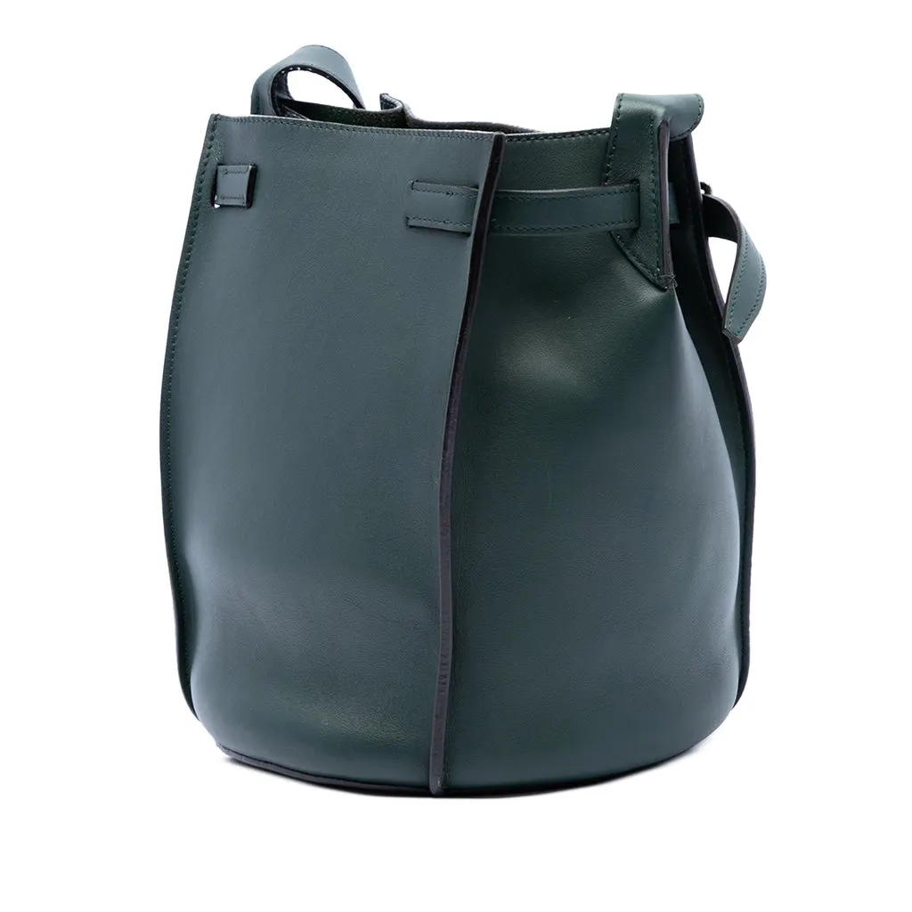 Celine Leather Big Bag Bucket Crossbody Green Leather Very good - Back View