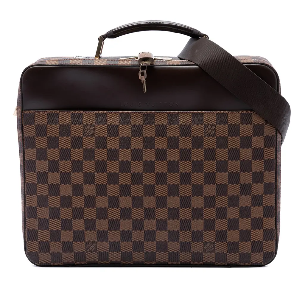 Louis Vuitton Damier Ebene Porte Ordinateur Sabana Brown Very good - Front View