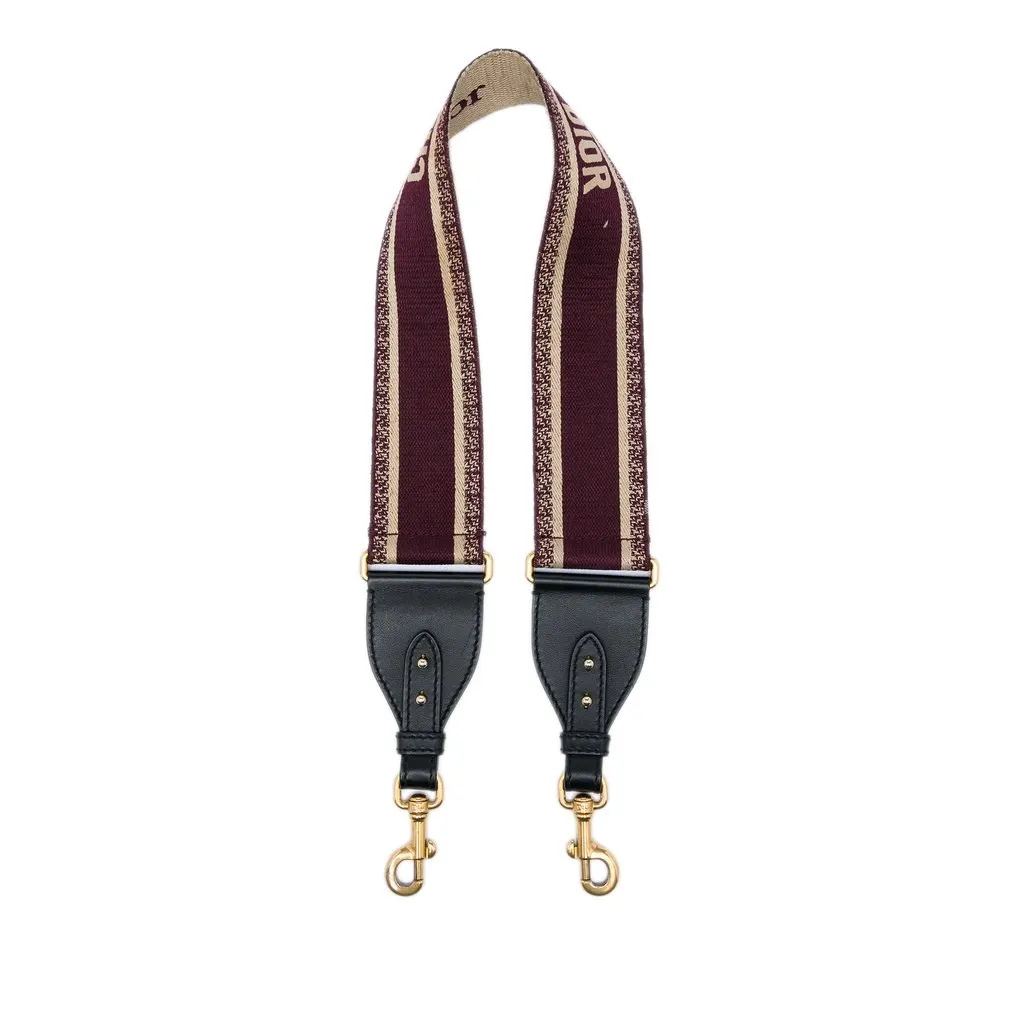 Dior Embroidered Canvas Bag Strap Red Very good - Front View
