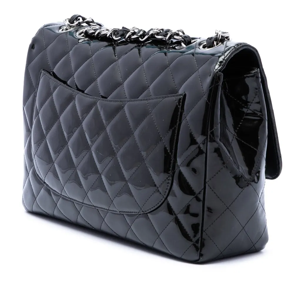Chanel Jumbo Classic Patent Single Flap Black Leather Very good - Back View