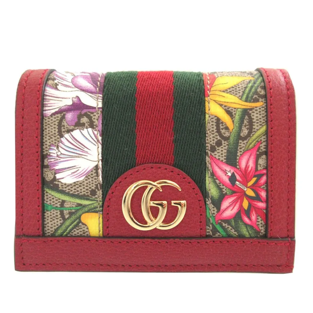 Gucci GG Flora Ophidia Small Wallet Beige Very good - Front View