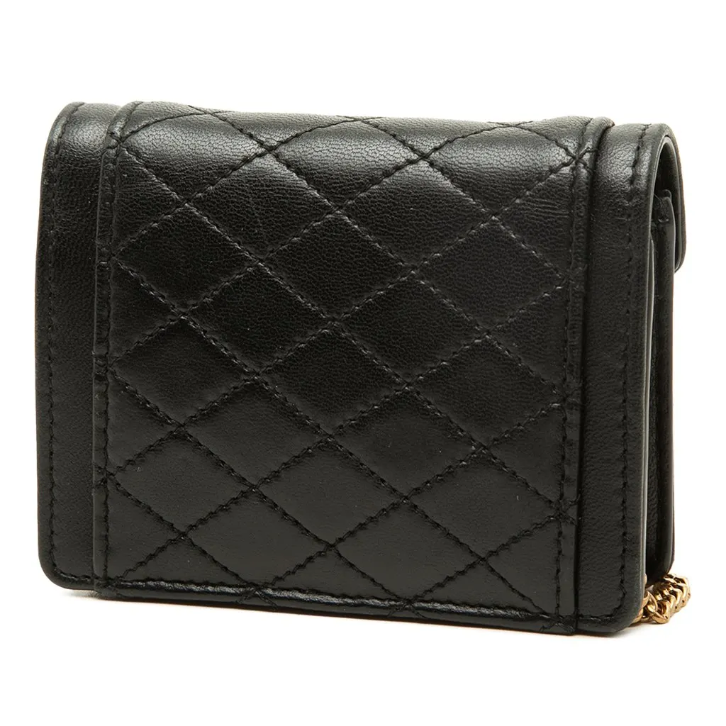 Saint Laurent Micro Quilted Lambskin Monogram Gaby Envelope Chain Crossbody Black Leather Good - Back View