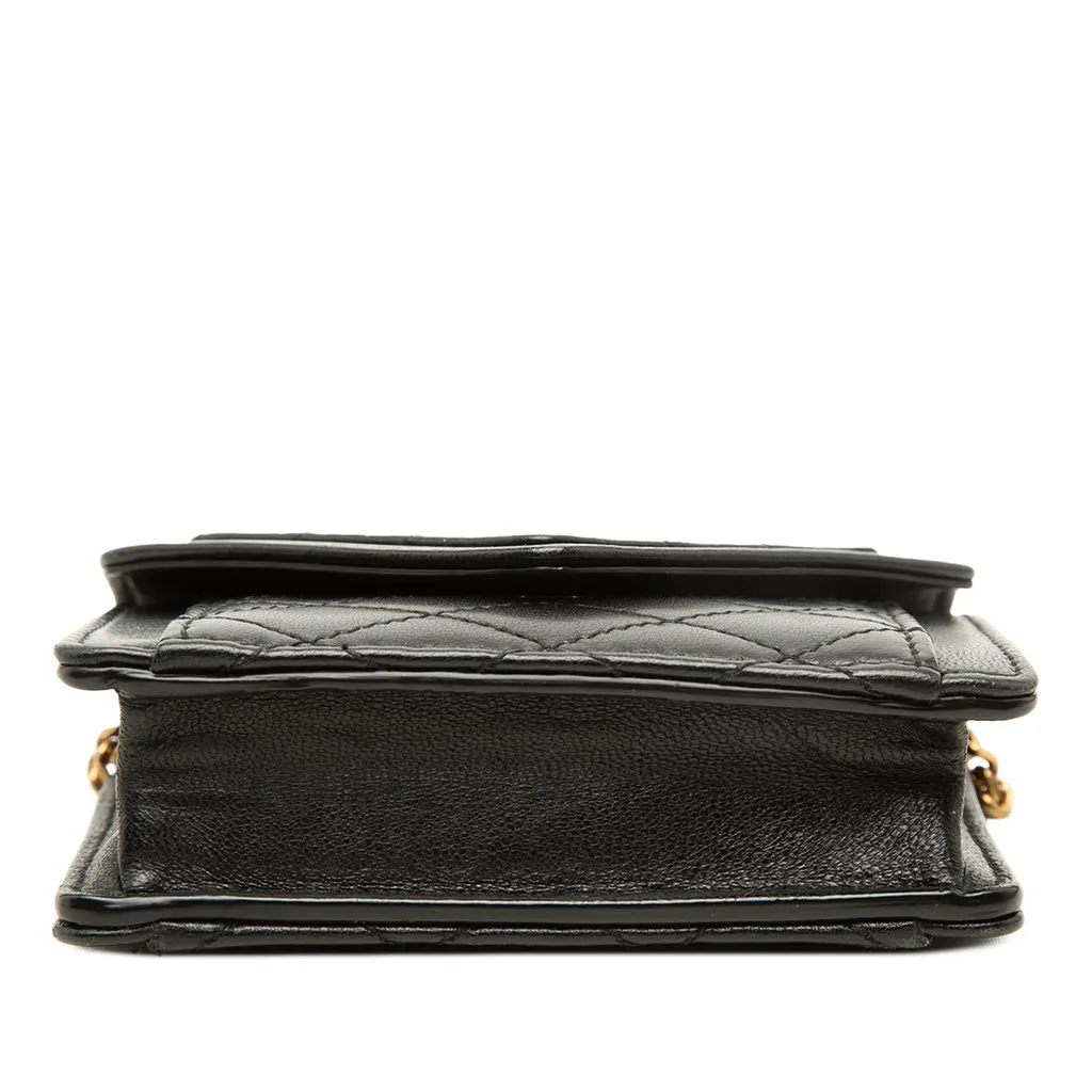 Saint Laurent Micro Quilted Lambskin Monogram Gaby Envelope Chain Crossbody Black Leather Good - Inside View