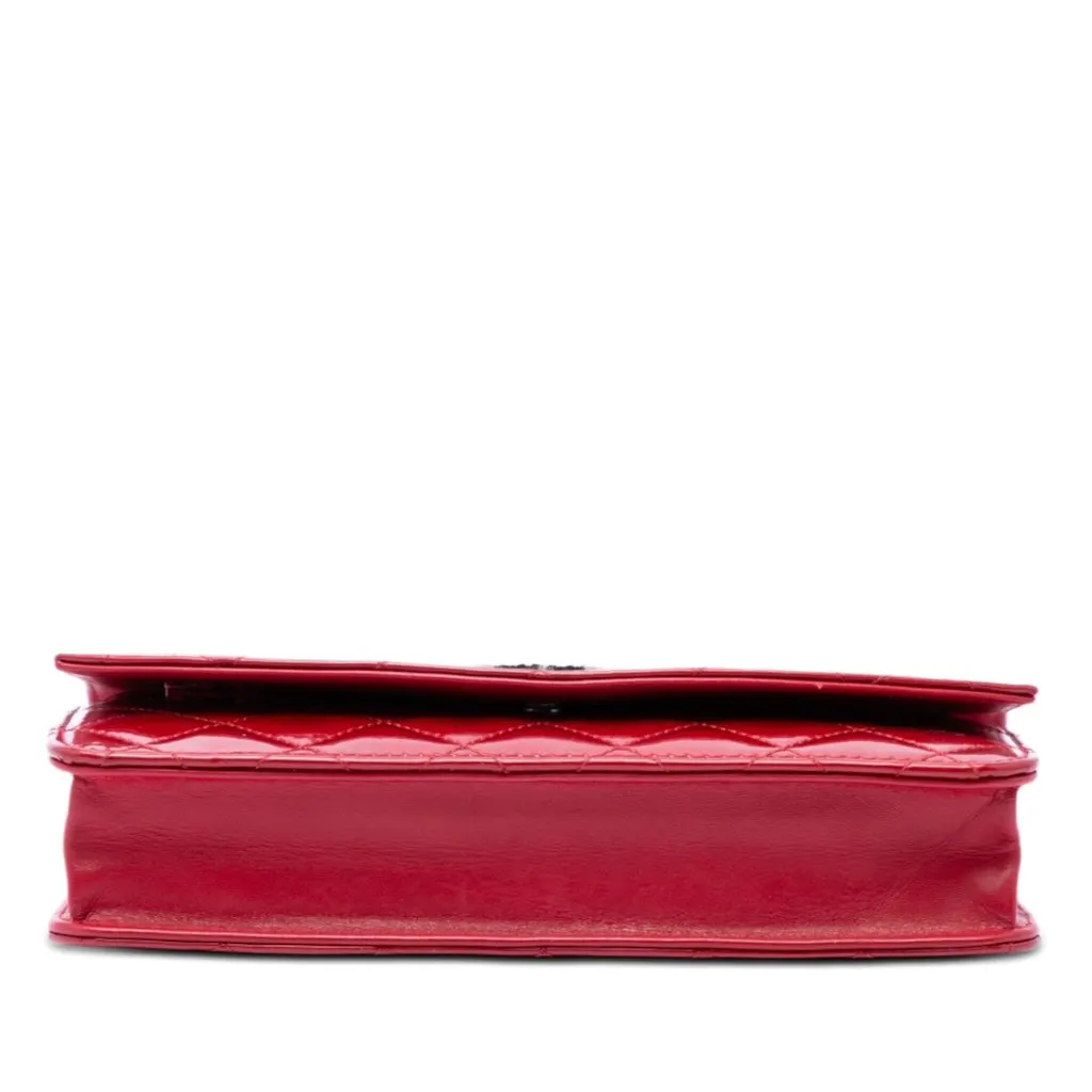 Chanel CC Quilted Patent Brilliant Wallet On Chain Red Leather Very good - Inside View
