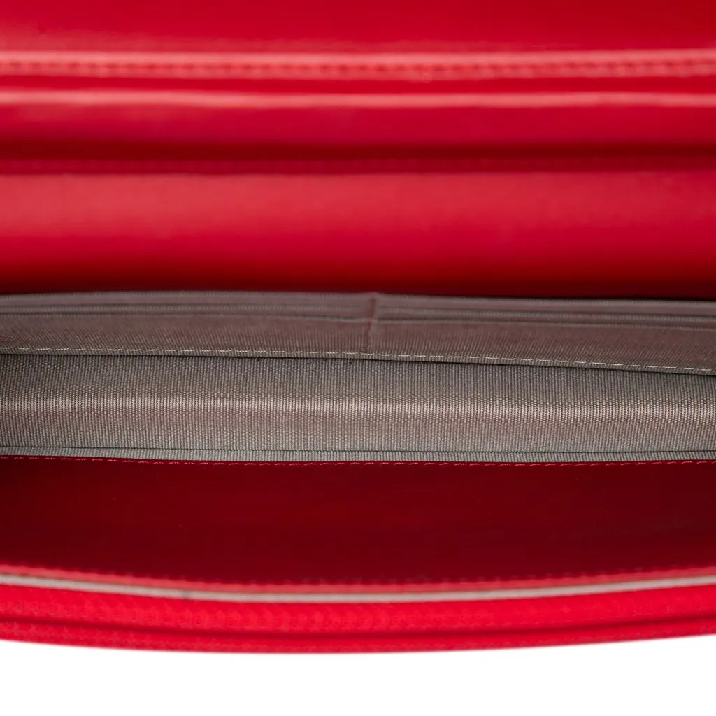 Chanel CC Quilted Patent Brilliant Wallet On Chain Red Leather Very good - Model View