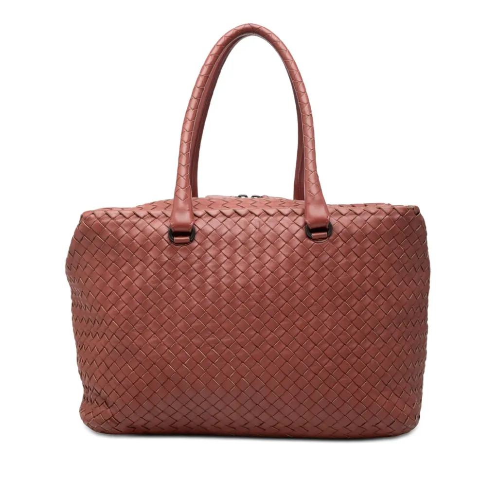 Bottega Veneta Nappa Intrecciato Brick Tote Red Leather Very good - Front View