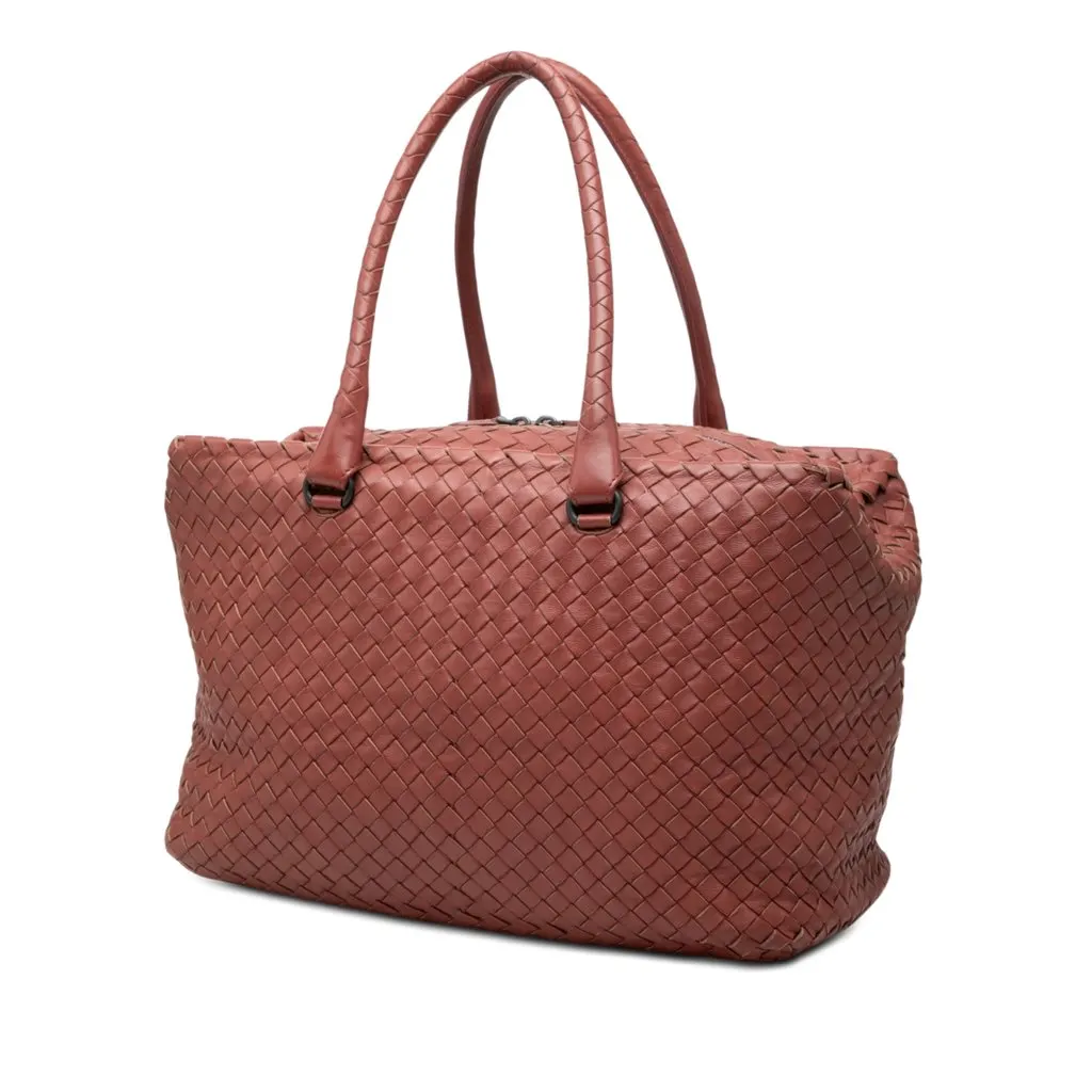 Bottega Veneta Nappa Intrecciato Brick Tote Red Leather Very good - Back View
