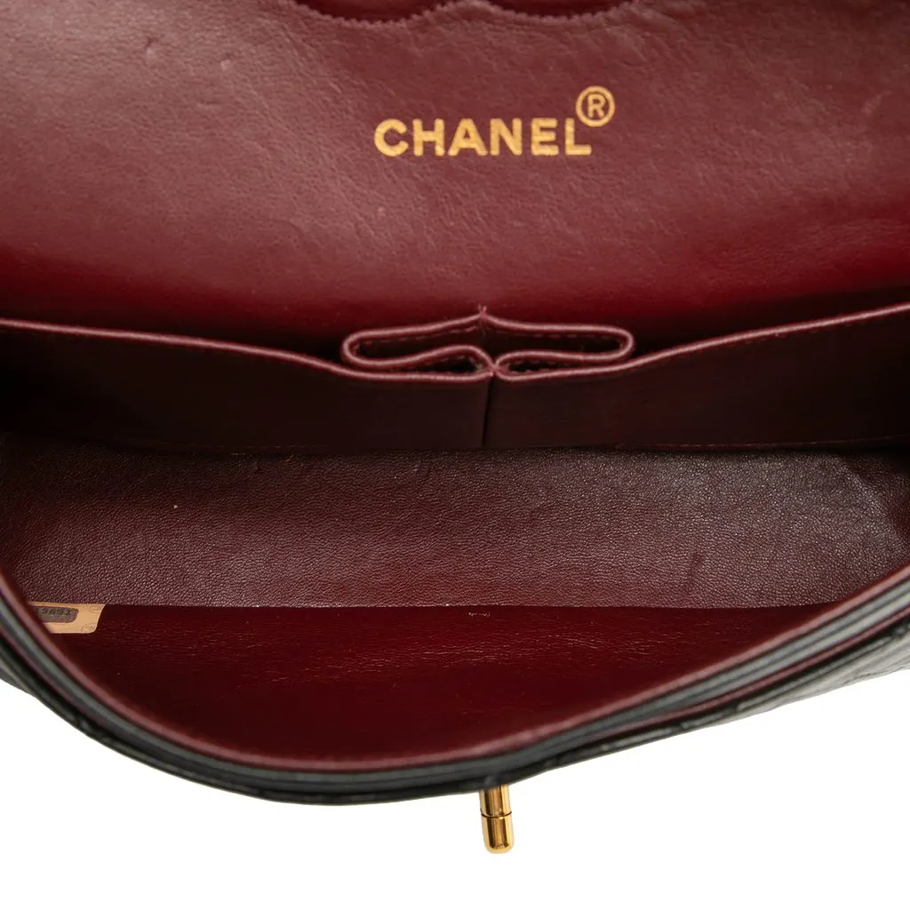 Chanel Medium Classic Lambskin Double Flap Black Leather Very good - Model View