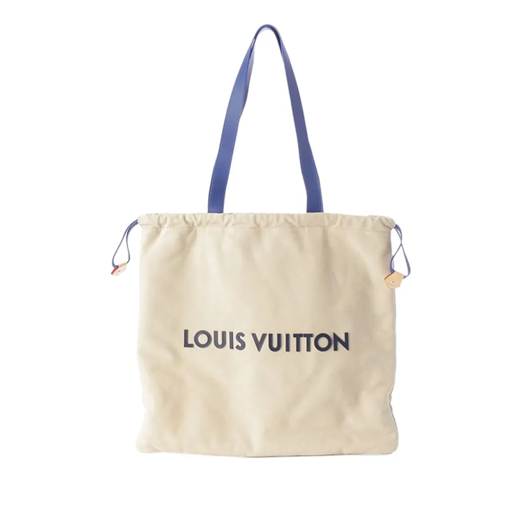 Louis Vuitton Nubuck Dust Bag Tote White Leather Never worn - Front View