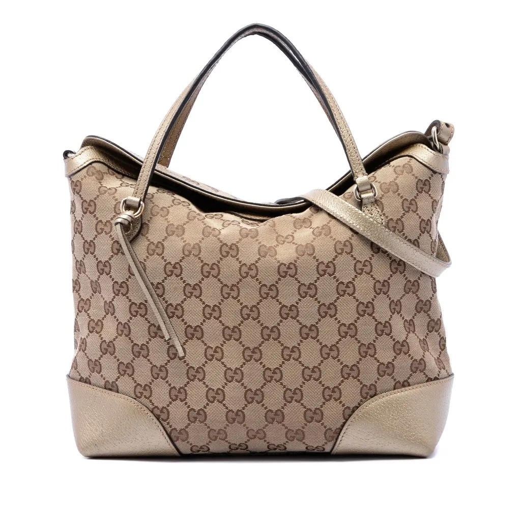 Gucci Medium GG Canvas Bree Fold Over Tote Beige Very good - Front View