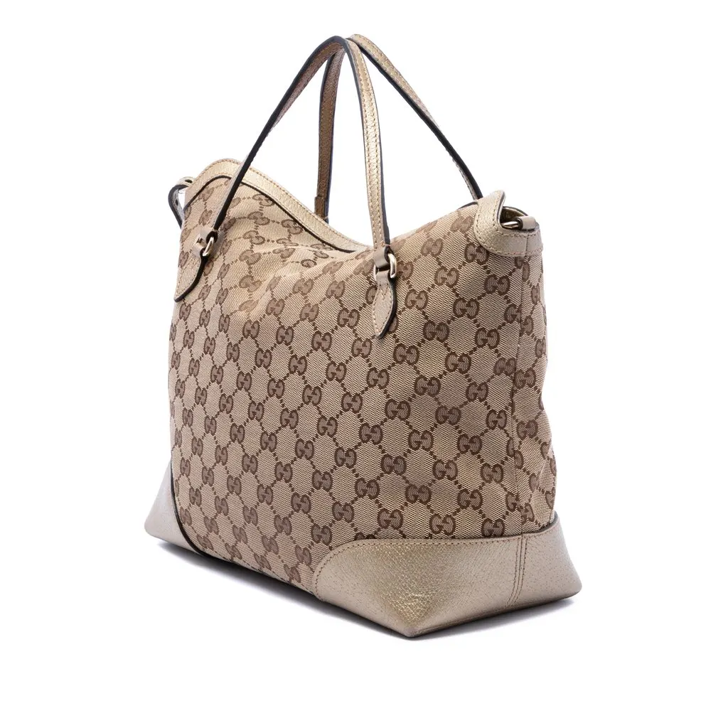 Gucci Medium GG Canvas Bree Fold Over Tote Beige Very good - Back View