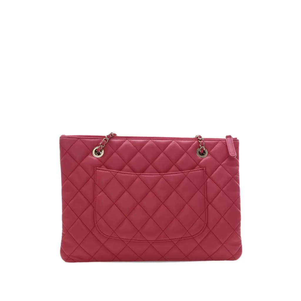 Chanel Quilted Lambskin Double Case with Chain Pink Leather Very good - Back View