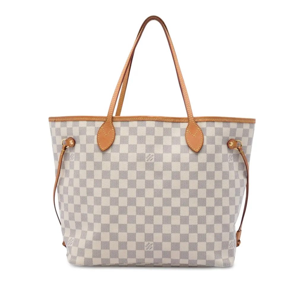 Louis Vuitton Damier Azur Neverfull MM White Very good - Front View